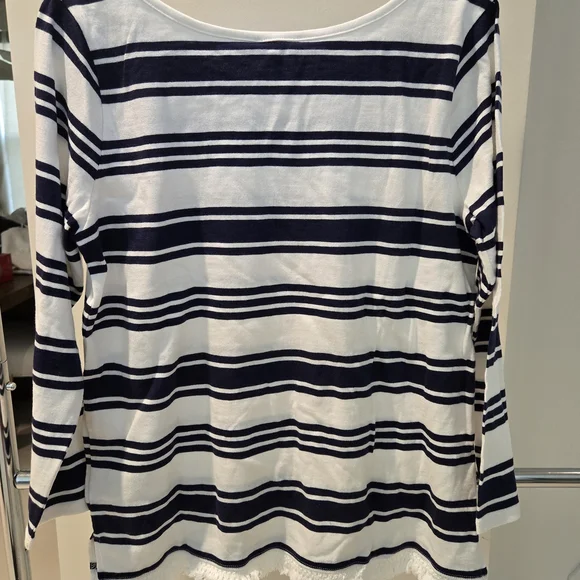Joie Navy and White Striped Long Sleeve Top - Picture 6 of 6